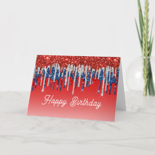 Carte Anniversaire Americain Paillettes Patriotiques