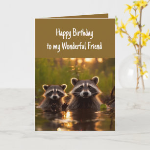 Carte Anniversaire Ami Merveilleux Raton laveurs drôles