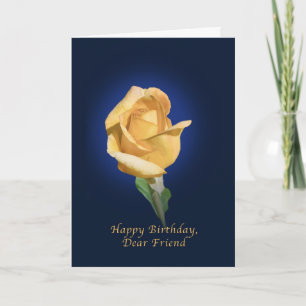 Carte Anniversaire, Ami, Rose Bud Jaune