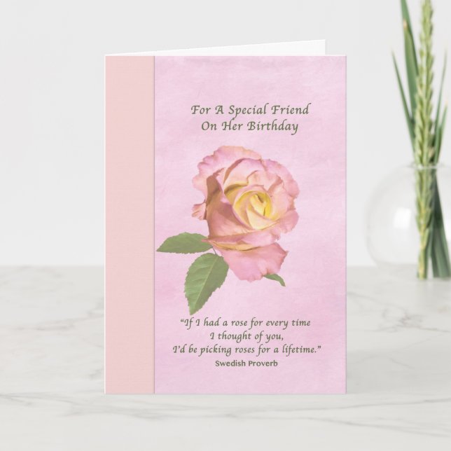 Carte Anniversaire, Ami, Rose de la paix (Devant)