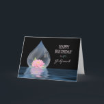 CARTE ANNIVERSAIRE - AMIE - LOTUS DANS WATERDROP<br><div class="desc">LA BELLE FLEUR DE LOTUS À L'INTÉRIEUR D'A WATERDROP CONTRE LE NOIR FAIT UNE CARTE RENVERSANTE POUR LES SALUTATIONS DISPONIBLES D'ANNIVERSAIRE ET TOUT AUTRE IE DE CARTES. MERCI VOUS,  ETC.</div>