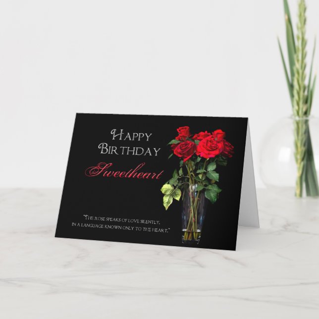 Carte Anniversaire - Amour - Roses rouges (Devant)