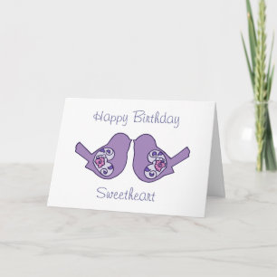 Carte Anniversaire Amoureux Inséparables violet romantiq