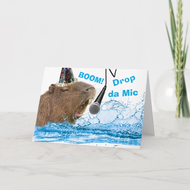 Carte Anniversaire amusant Capybara lâche la musique (Devant)
