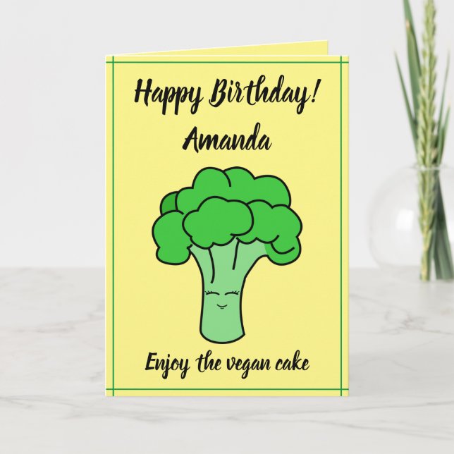Carte Anniversaire amusant du Brocoli de légumes jaunes  (Devant)