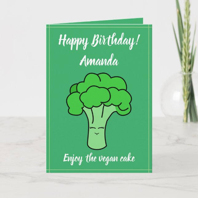 Carte Anniversaire amusant du Brocoli de légumes verts d (Devant)