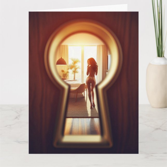 CARTE ANNIVERSAIRE AMUSANT PEEKING PERVERT GREETING CARD (Devant)