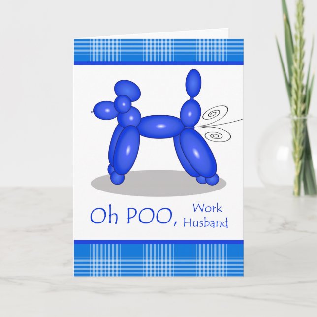 Carte Anniversaire amusant pour le travail Mari, Poodle (Devant)