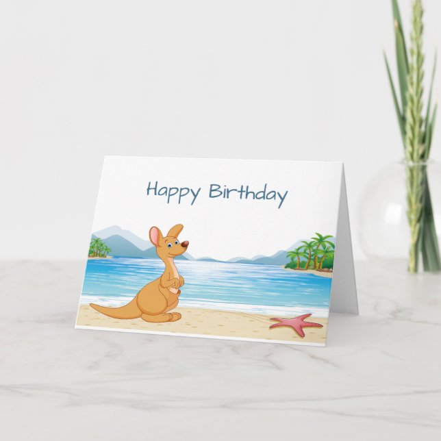 Carte Anniversaire Amusement Australie Kangaroo sur la p (Devant)