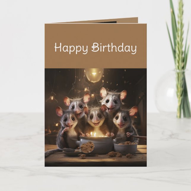Carte Anniversaire Amusement Du Groupe Nous Tous Opposum (Devant)