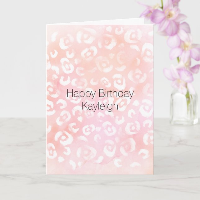 Carte Anniversaire Animal Imprimé Léopard Rose Fille (Orchidée)