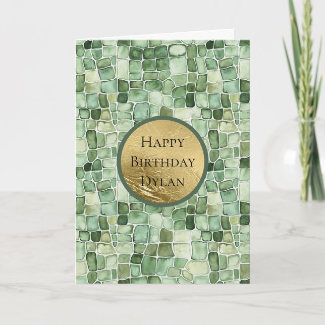 Carte Anniversaire animalier faux alligator vert (Devant)