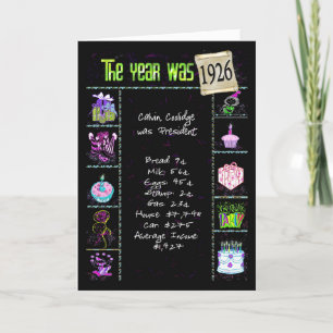 Carte Anniversaire Année 1926 Fun Trivia Faits
