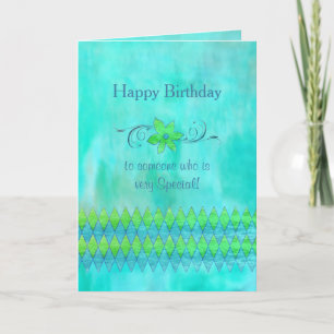 CARTE ANNIVERSAIRE - AQUA BLEU ET VERT - BELLE PERSONNE