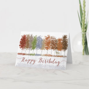Carte Anniversaire Arbres d'automne et Cerfs Lone