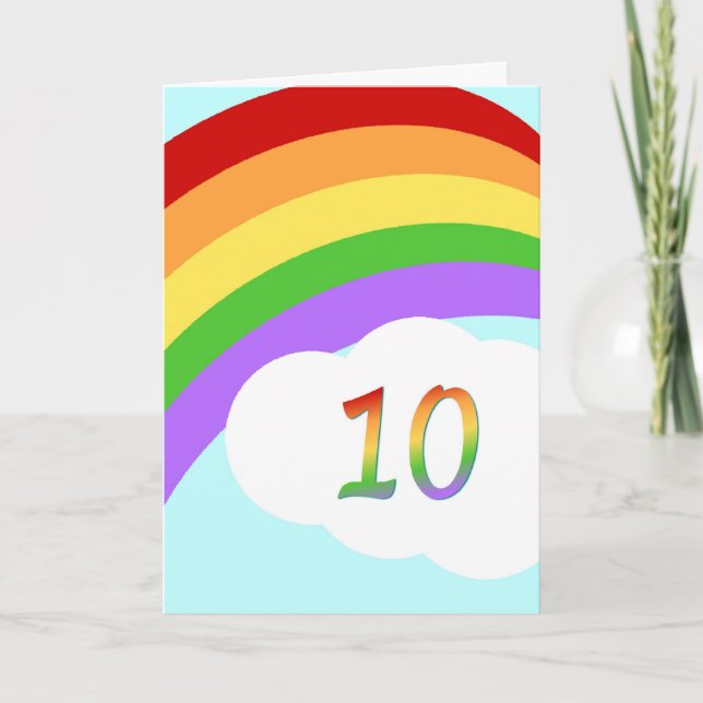 Carte Anniversaire Arc-En-Ciel Pour 10 Ans (Devant)
