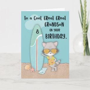Carte Anniversaire arrière-arrière-petit-fils de 8 ans P