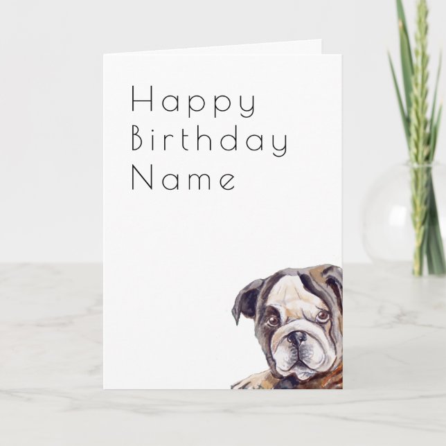 Carte Anniversaire Art déco de mignon Bulldog (Devant)