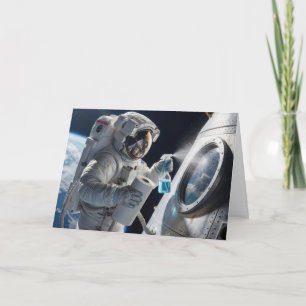 Carte Anniversaire Astronaute Nettoyage Fenêtre de Véhic
