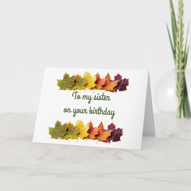 CARTE **ANNIVERSAIRE AUTOMNE DE MA SOEUR** (Devant)