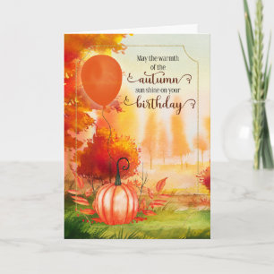 Carte Anniversaire automne saison automne Citrouille et