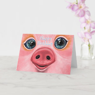 Carte Anniversaire avec Bébé Cochon mignon - Smile