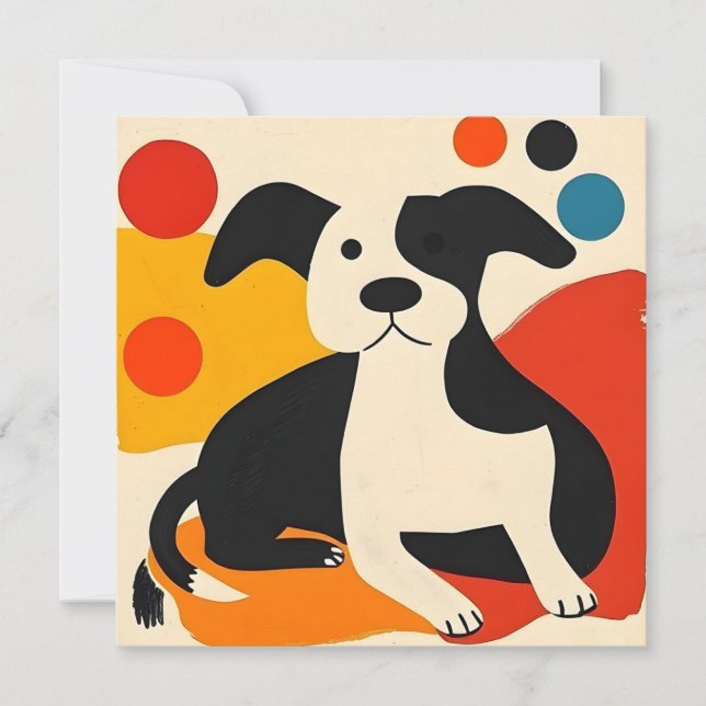Carte Anniversaire Avec Design Coloré Chiot (Devant)