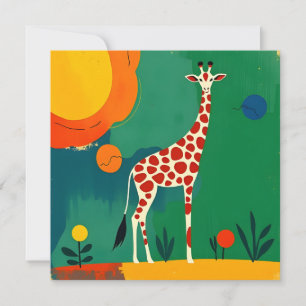 Carte Anniversaire Avec Giraffe Colorée Design