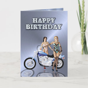 Cartes De Vœux Fille Moto Zazzle Fr