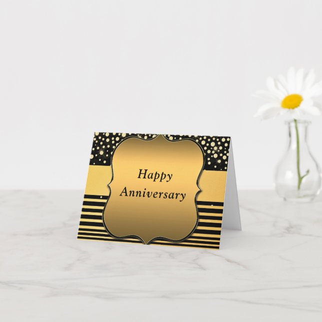 Carte Anniversaire avec Parties scintillant en or  (Petite plante)