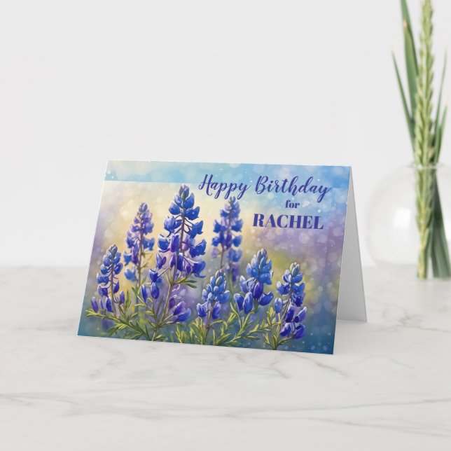 Carte Anniversaire avec Peinture Texas Bluebonnets (Devant)