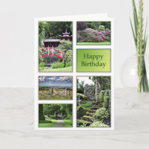 Carte anniversaire avec vue sur le jardin