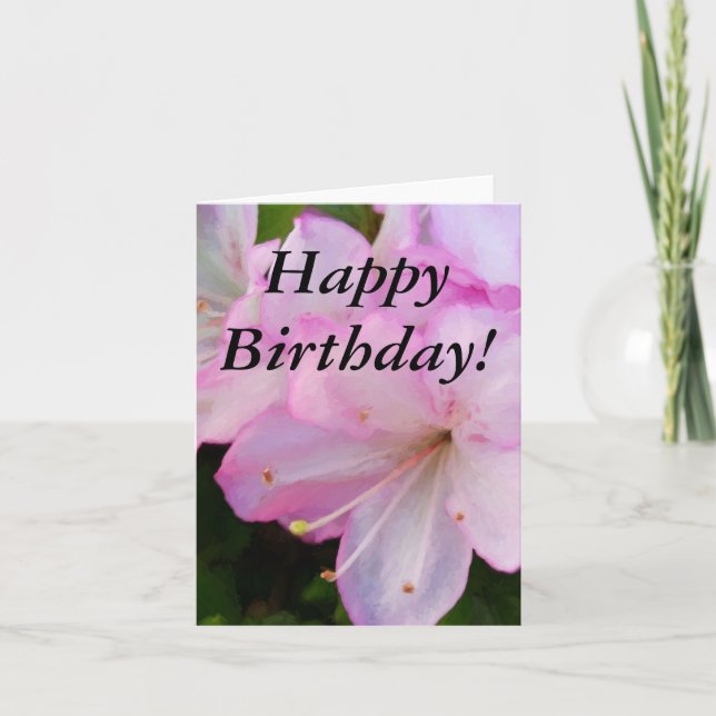 Carte Anniversaire Azalées Roses (Devant)