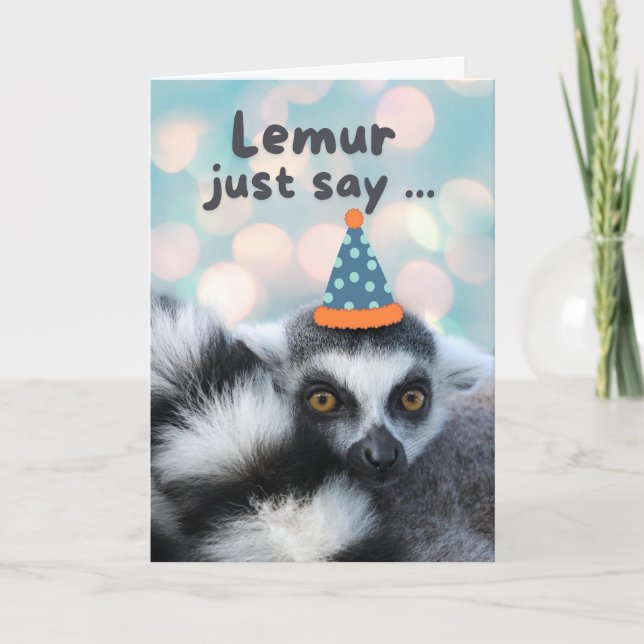 Carte Anniversaire Bague Cute Tail Lemur Pun (Devant)