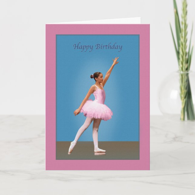 Carte Anniversaire, Ballerina en rose (Devant)