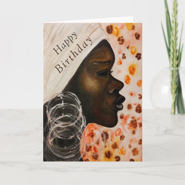 Carte Anniversaire Beauté Africaine Peinture femme (Devant)