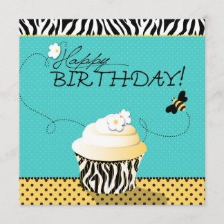 Carte Anniversaire Bee & Cupcake