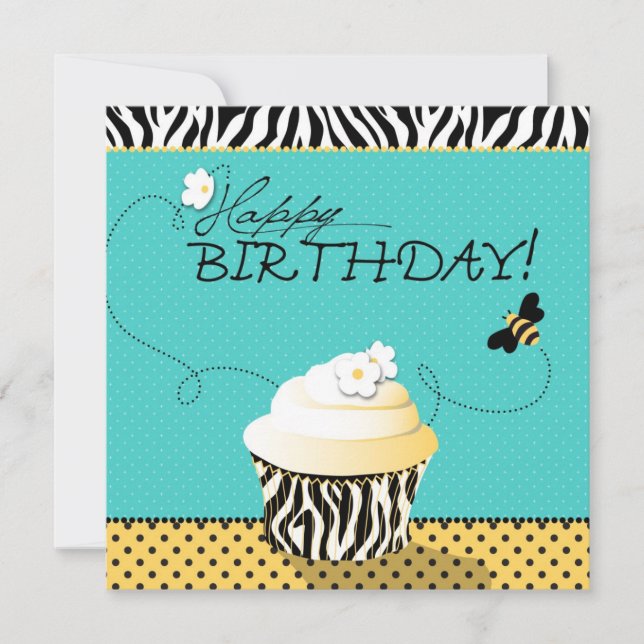 Carte Anniversaire Bee & Cupcake (Devant)