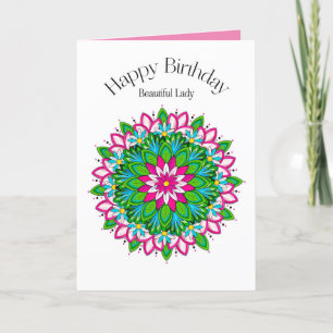 Carte Anniversaire Belle Dame Colorful Floral Motif
