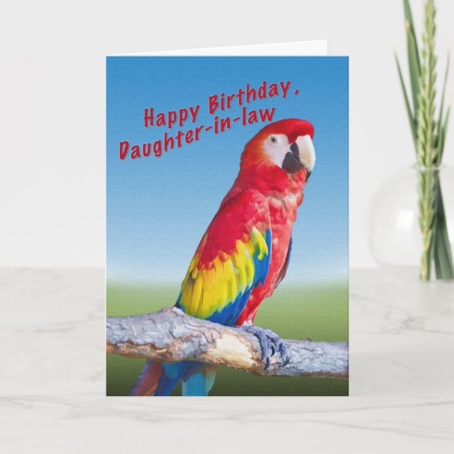 Carte Anniversaire, belle-fille, Macaw Parrot (Devant)