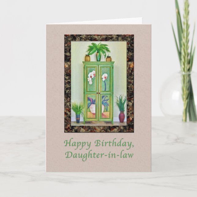 Carte Anniversaire, belle-fille, vie morte au Cabinet (Devant)