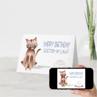 Jolie carte anniversaire avec chat: cartes de voeux, cartes postales