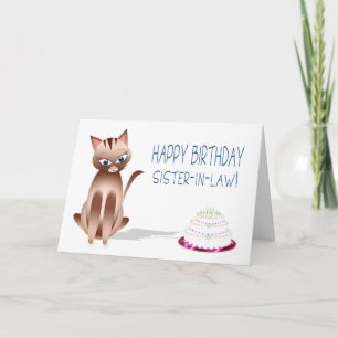 Carte ANNIVERSAIRE - belle-soeur - chat de Kitty -
