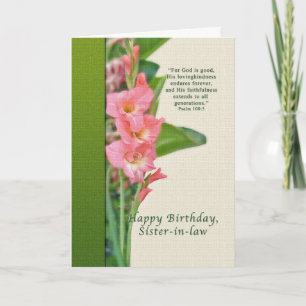 Carte Anniversaire, belle-soeur, Gladiolus rose