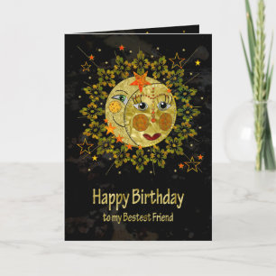 Carte Anniversaire, BFF, Ami, SOLEIL, LUNE, ÉTOILES,