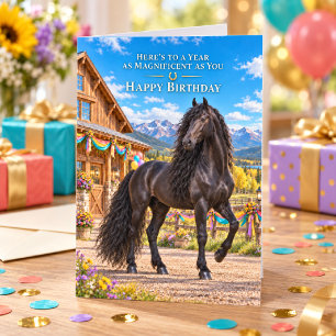 Carte Anniversaire Black Andalusian Montana Ranch