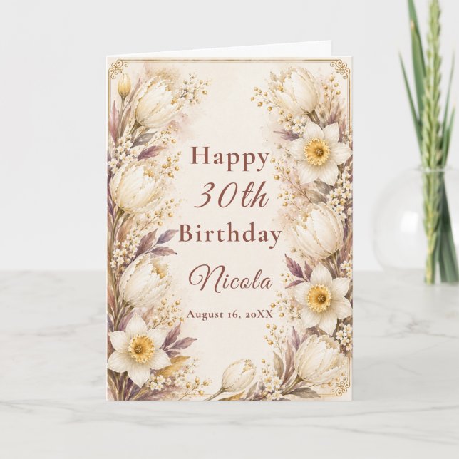 Carte Anniversaire Blanc et Champagne (Devant)