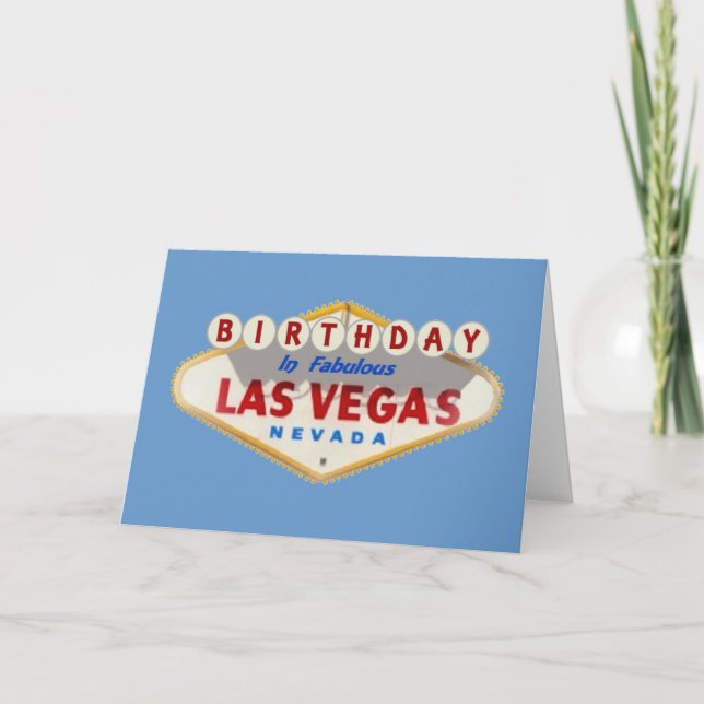 Carte ANNIVERSAIRE Bleu Dans Fabulous Las Vegas Card (Devant)
