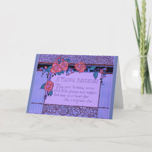 Carte Anniversaire bleu d'art déco