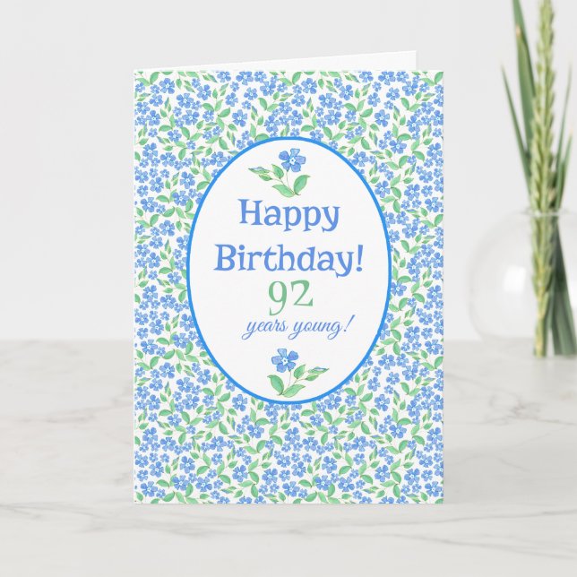 Carte Anniversaire Bleu Vert Périvent Floral (Devant)